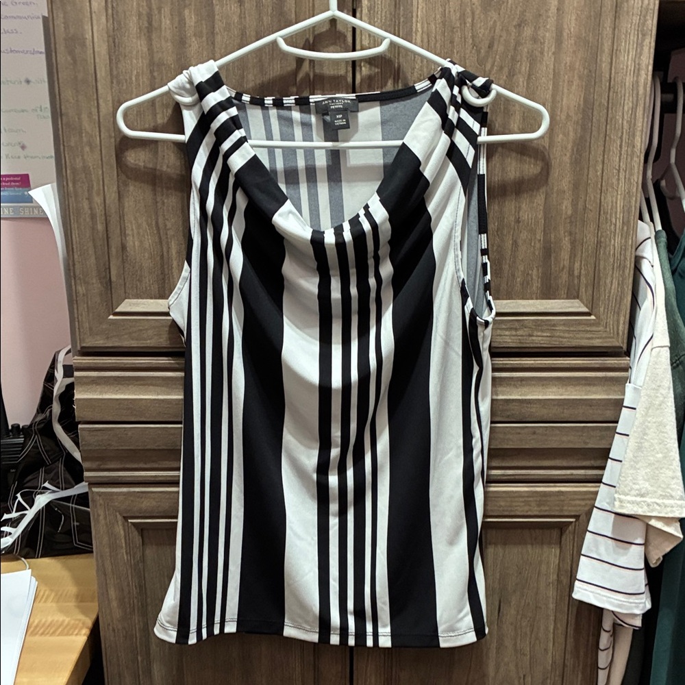 Ann Taylor Factory Monochrome Striped Sleeveless Top
